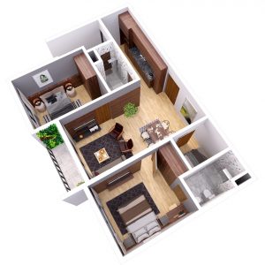 Mặt bằng căn hộ 2 phòng ngủ the zen gamuda