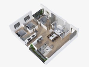 thiết kế căn 3 phòng ngủ feliz homes